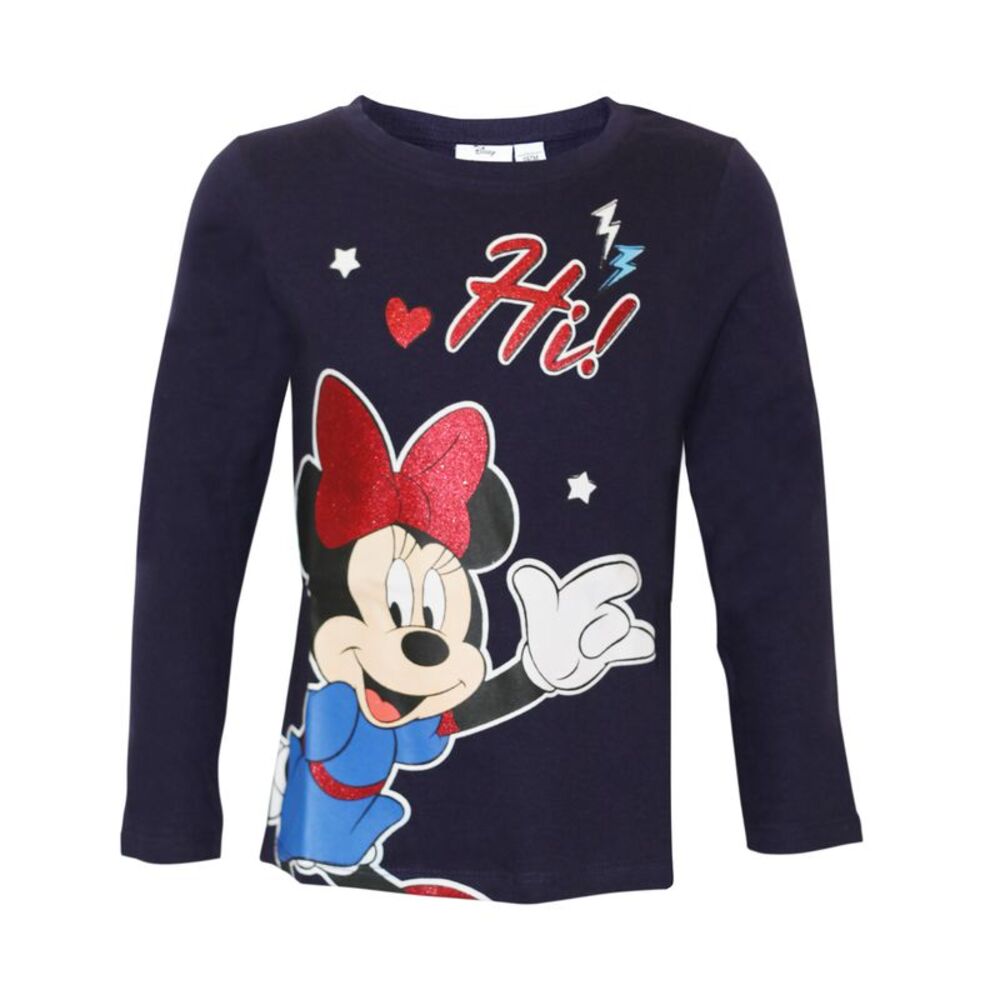 Minnie Mouse Girls Hi Glitter T-Shirt / Navy